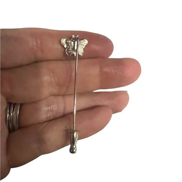Monet Butterfly Silver Vintage Marked Stick Lapel Pin - Picture 3 of 4